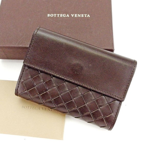 Bottega Veneta Card Case Intrecciato Brown Woman unisex Authentic Used S546